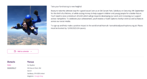 Events Feature - Youth Options Charity Website Design