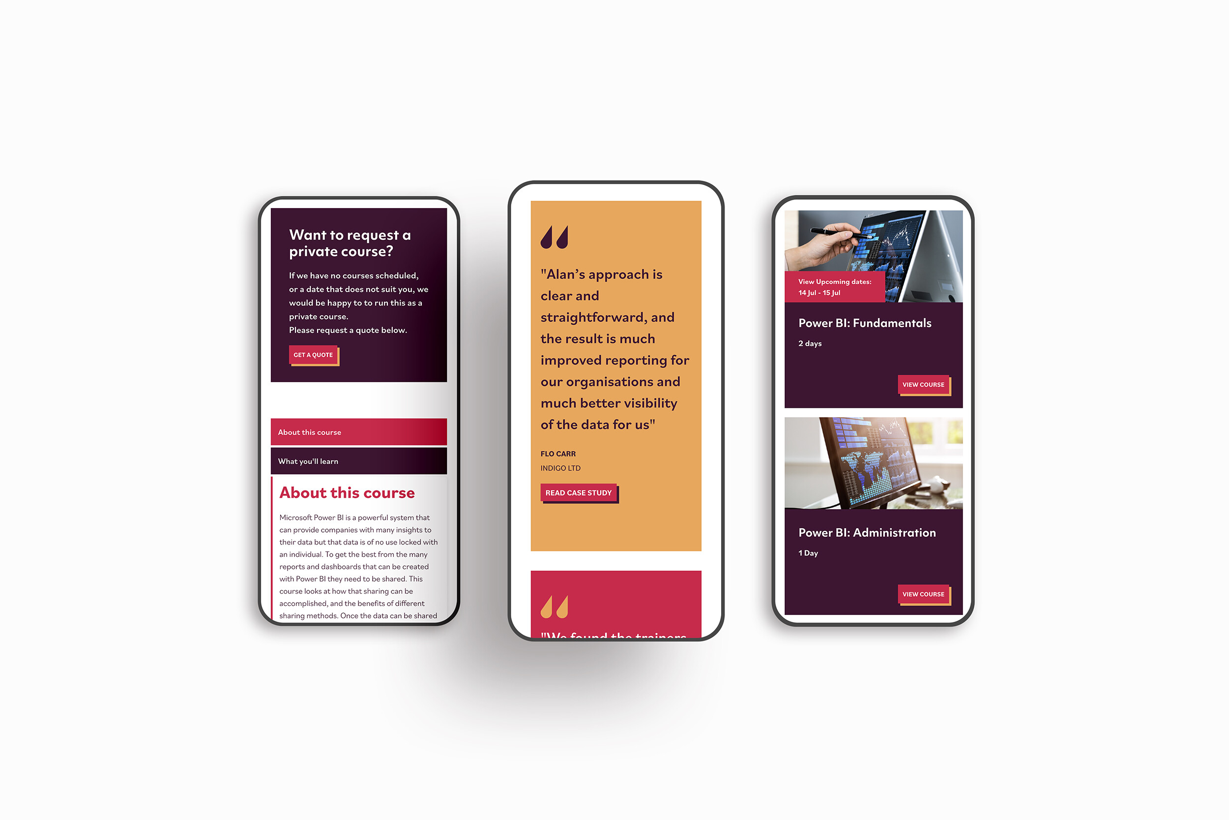 Training company website redesign