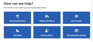 Accessible GP website layout example - medical website design