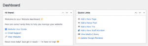 WordPress dashboard showing easy updates for NHS teams - medical website design